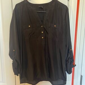 Covington Black Blouse with Button Accents